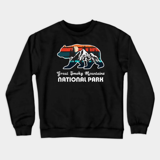 Great Smoky Mountains National Parks Bear Retro 70s Graphic Crewneck Sweatshirt by kalponik